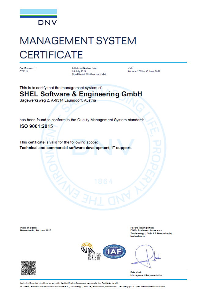 DNV ISO 9001:2015 Zertifikat